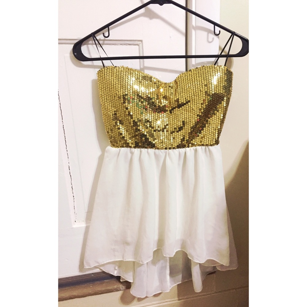 Sequin strapless top